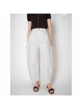 Rag Bone Charlie High Rise Barrel Jeans White